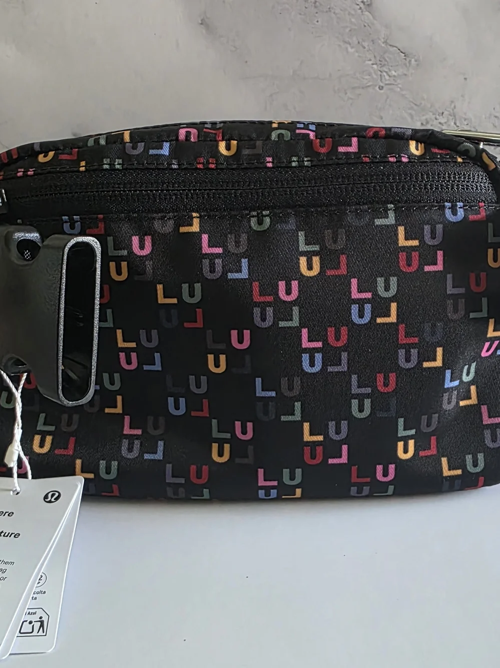 lululemon Black Cosmetic Pouch with Multicolor Logo Print